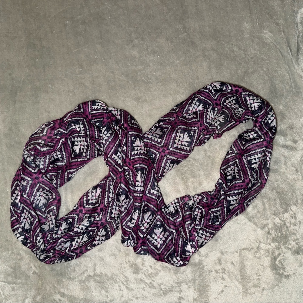 Patterned Purple and Black Infinity Scarf